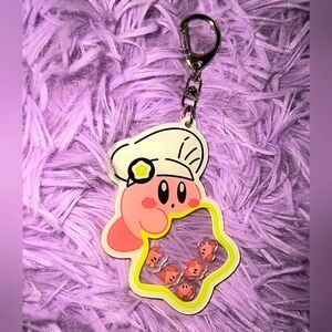 Kirby Chef Keychain with Pink and Yellow Accents